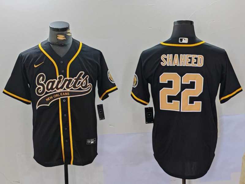 Mens New Orleans Saints #22 Rashid Shaheed Black Cool Base Stitched Baseball Jersey